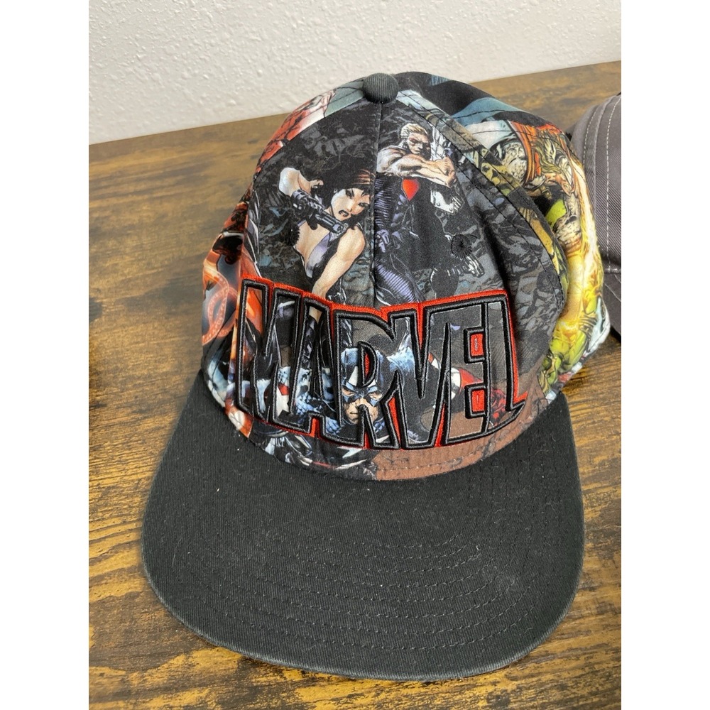 Marvel Comics Snapback Hat Adult All Over Print Embroidered Logo Flat Brim Cap - Picture 3 of 9